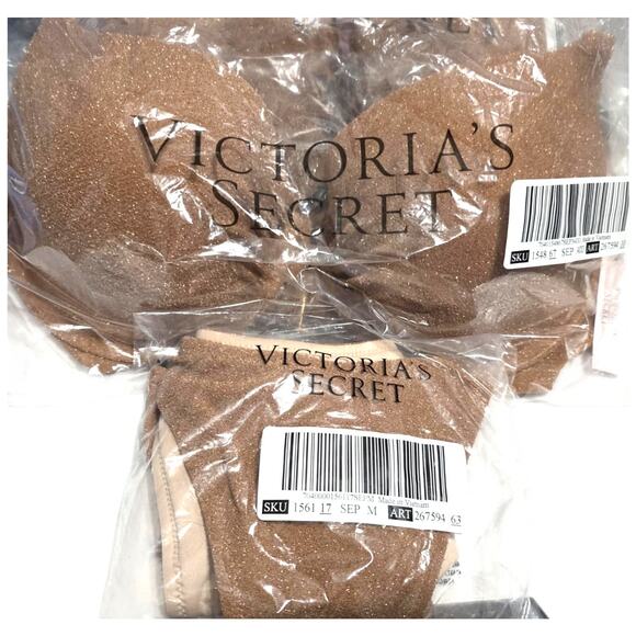 Victoria's Secret Swim Shimmer Icon Push-Up Top + Side-Tie Brazilian Bottom NEW - Picture 4 of 7